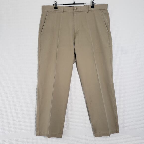 GAP Chino Khaki Pants 36x27 Mens Brown Straight Leg Relaxed Flat Front Cotton - Picture 1 of 16